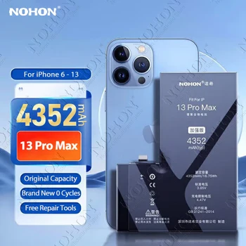 Аккумулятор для Телефона NOHON для iPhone 13 Pro Max 12 Mini 11 X XR XS Max 8 7 6 6S SE 2016 SE2 2020 SE3 2023 Сменный Bateria