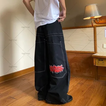 Американские черные брюки-карго для бега трусцой broadfoot для мужчин y2k в стиле хип-хоп с буквенным принтом Harajuku, модные брюки-карго для мужчин