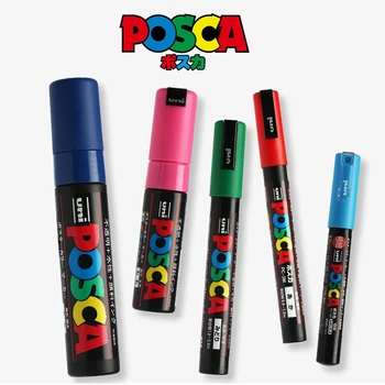 Uni Posca Paint Pen Copic Маркеры Для Рисования Suministros De Arte 5 шт./компл. 5 Размеров Манга-Живопись Непрозрачность На водной основе, Не выцветает