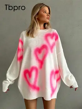 Женский повседневный вязаный свитер с градиентом для женщин, пуловер с круглым вырезом и длинным рукавом, свитера 2023 года, уличный джемпер Lady Fashion