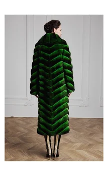 Arlenesain 2023 новое длинное женское пальто изумрудного цвета из высококачественного натурального меха шиншиллы