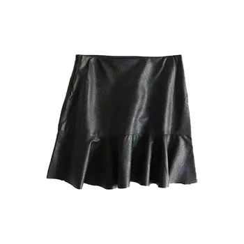 Зак АйИса, летняя новинка, женская одежда высокого качества, модный дизайн, универсальная мини-юбка из искусственной кожи с высокой талией