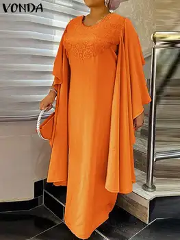 Женское летнее платье VONDA 2023 в богемном стиле, сарафан с V-образным вырезом и рукавом 