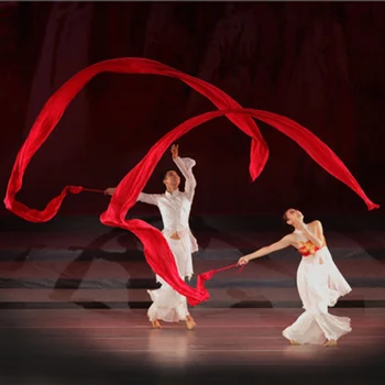 Новый ручной работы струящийся Красный танец живота из полиэстера, Метательный Серпантин, длинный красивый Профессиональный Реквизит для сцены, Аксессуар 3 размера