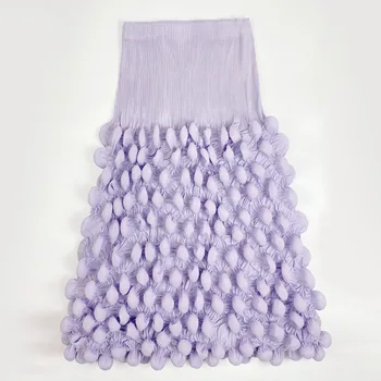 SuperAen 2023 Осенняя плиссированная юбка с пузырями, женская однотонная длинная юбка трапециевидной формы Корейского дизайна с высокой талией, Длинные юбки