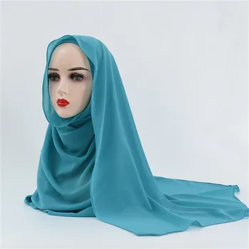 2021 Новый Однотонный Газовый Шарф, Арабские Хиджабы, Шифоновая Мусульманская шаль, Малайзийский платок 75 *180 см
