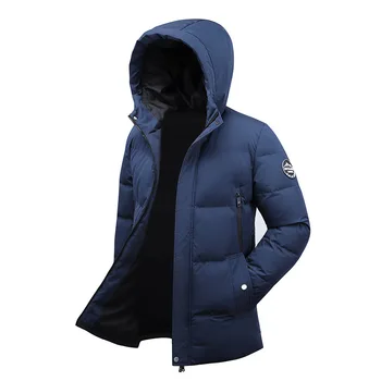 Зимние куртки для мужчин, одежда 2023, Модное хлопковое пальто средней длины, мужская утолщенная парка, стеганая куртка с капюшоном, Повседневный Veste Homme