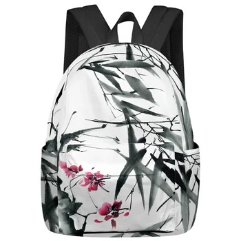 Рюкзак с цветущими листьями бамбука и лепестками, школьные сумки для подростков, Ноутбук, Изготовленный на заказ Рюкзак для мужчин, Женская Дорожная сумка
