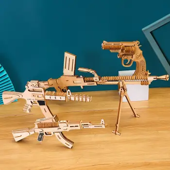 3D Деревянная Собранная Модель Винтовки Мальчик Собирает Игрушки Ручной Работы DIY Игрушки Детский Игрушечный Пистолет Стерео Головоломка