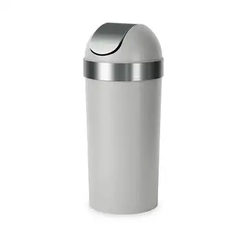 Кухонный мусорный бак с пластиковой откидной крышкой на 16 галлонов, серый