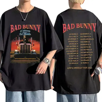 2023 Bad Bunny El Ulitimo Tour Del Mundo Tour Североамериканский Тур Футболка с двусторонним Принтом В стиле Хип-Хоп Уличная Одежда Оверсайз Футболка