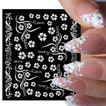 5D Наклейки для нейл-арта Летняя Маргаритка Фрукты Белые Цветы Лепестки Цветы Клейкие наклейки для ногтей Украшение для красоты кончиков ногтей