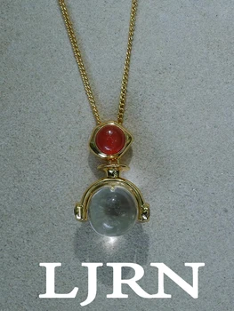 2023 Новое медное винтажное ожерелье с прозрачным шариком из красного камня, модное ожерелье с подвесками для женщин, ретро Ювелирные изделия