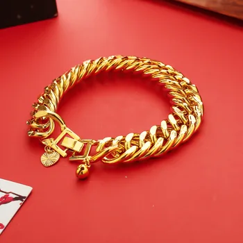 Изысканный мужской ювелирный браслет из 24-каратного золота с покрытием 12 мм