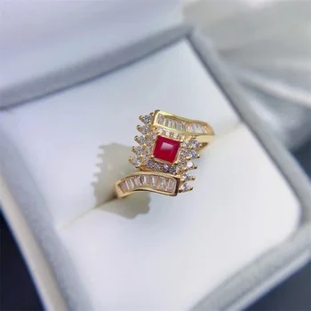 Изысканное бирманское кольцо с натуральным рубином, подлинное серебро 925 пробы, сертификат на ношение свадебных украшений