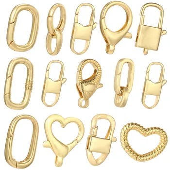 Можно открывать подвески с застежкой в виде сердца для изготовления ювелирных изделий, браслет, ожерелье, золотые подвески для ключей, сделанные своими руками, Отличное качество
