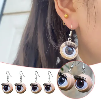 2023 Забавный стиль, имитирующий моргание глазных ресниц, серьги-капли в виде глазного яблока для женщин и девочек, уникальные украшения для ушей, серьги в виде камней, пластик