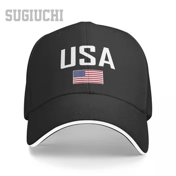 Унисекс Сэндвич Соединенные Штаты Бейсбольная кепка с флагом США и шрифтом Мужчины Женщины Хип-хоп Кепки Snapback Шляпа для гольфа Рыбалка