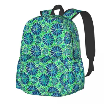 Рюкзак с мандалой с племенным принтом, синие и зеленые дорожные рюкзаки унисекс из полиэстера, легкие модные школьные сумки, рюкзак