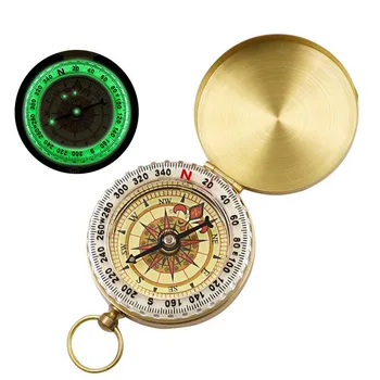 Походный латунный компас для выживания, портативные карманные часы, походный компас, походный компас для путешествий, тактический инструмент для путешествий на открытом воздухе со светящимся водонепроницаемым
