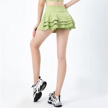 Спортивная юбка в складку для йоги с высокой талией, быстросохнущая теннисная юбка, женские дышащие шорты для фитнеса