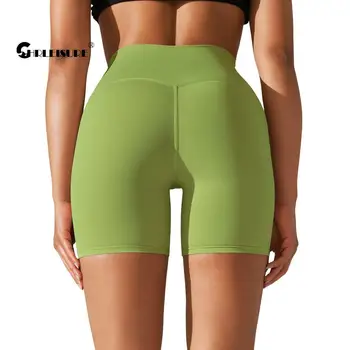Женские бесшовные шорты для йоги CHRLEISURE с высокой талией, обтягивающие ощущение обнаженности, спортивные штаны для велоспорта, Эластичные спортивные леггинсы