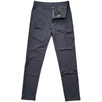 Четырехсторонние стрейчевые /не драпирующиеся весенне-летние тонкие мужские деловые узкие брюки