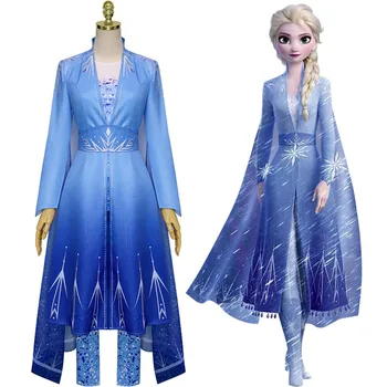 Платье для замороженных девочек, костюм Эльзы 2 для косплея, роскошное женское платье, костюм Снежной королевы для взрослых, костюм на Хэллоуин для женщины, сшитый на заказ
