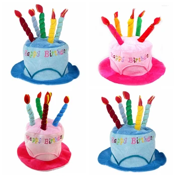 Шляпа для торта на день рождения, шляпа со свечой на день рождения, декор для вечеринки с Днем рождения, Детская шляпа, декор подарка на день рождения