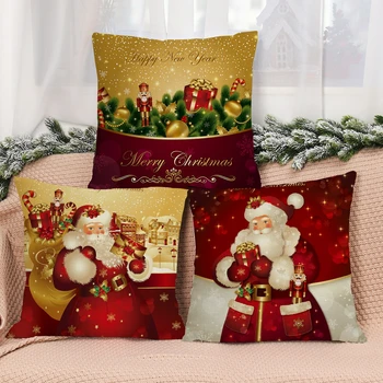 Рождественский чехол для подушки, Наволочка Санта-Клауса, Веселые Рождественские украшения, украшения Navidad, Новогодний орнамент