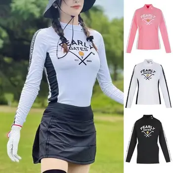 Одежда для гольфа, осенний новый женский топ, эластичная футболка с длинным рукавом, Приталенный крой, быстросохнущая спортивная одежда с защитой от солнца, футболка для гольфа