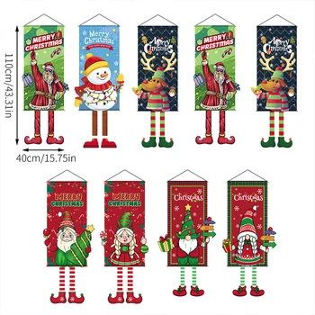 Рождественское украшение, Мультяшный Санта-Клаус, Снеговик, Лось, Эльф, Висящие флаги, окна, двери торгового центра, Баннеры, шторы, С Рождеством