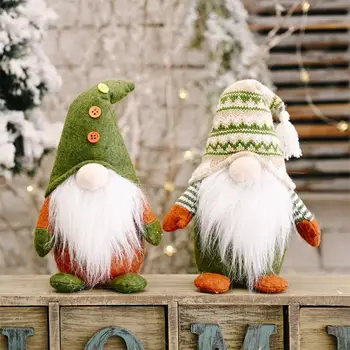Рождественские принадлежности для украшения безликой куклы Вязаная нетканая стоячая безликая кукла Креативные зеленые украшения Санта-Клауса Подарки