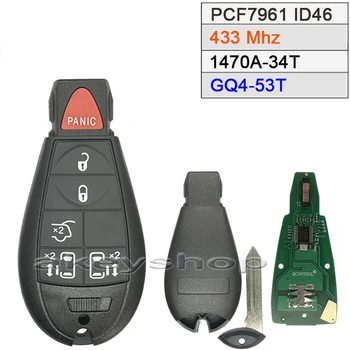 Для Chrysler кнопка 5 + 1 с чипом PCF7961 & 46 433 МГц (идентификатор FCC: GQ4-53T) Микросхема: 1470A-34T дистанционный ключ с лезвием CY24