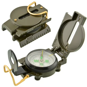 Портативный компас Военный Походный складной Линзовый компас Армейский зеленый Поход на выживание Точный навигационный экспедиционный инструмент