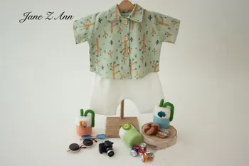 Летняя рубашка с коротким рукавом в стиле пляжного отдыха с рисунком Новорожденного для студийной фотосъемки