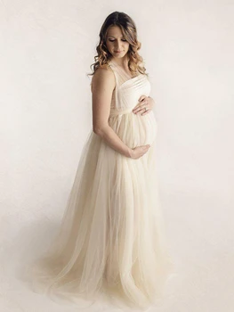 Длинное платье для беременных Реквизит для фотосессии Платье для беременных с запахом Фотосессия для беременных Платье макси из тюля для вечеринки Платье для душа ребенка