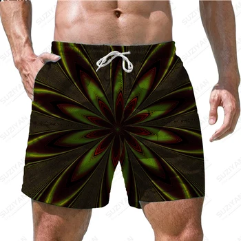 Хит продаж новых мужских шорт и пляжных штанов летом 2023 года, мужские шорты в гавайском пляжном стиле с 3D-принтом с вращающимся градиентом
