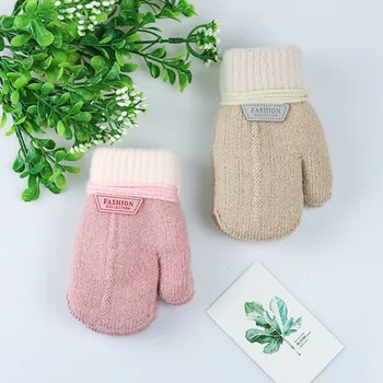 Winter Kids Gloves Warm Thicken Plus Velvet Baby Gloves Knitted Cashmere Mittens for Children перчатки детские рукавички детские