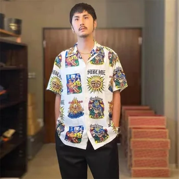 Высококачественная 2023ss Рубашка WACKO MARIA Sunflower Для мужчин И женщин, Новые Гавайские рубашки, Футболка Mon Compte