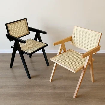 Диван Nordic из ротанга, кресло для отдыха на балконе, Современное минималистичное кресло с откидной спинкой из ясеня, кресло для отдыха в гостиной с подлокотниками