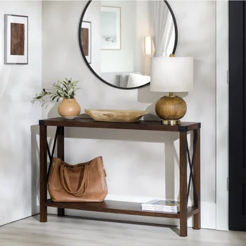 Плетеные дорожки Magnolia Metal X Консольный столик, консольный столик из темного ореха для гостиной, консольный столик для прихожей