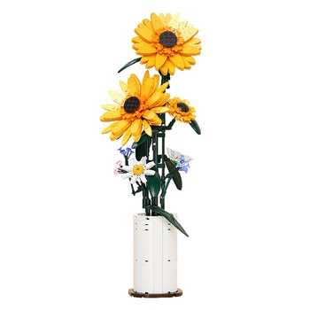 Город Солнце Букет цветов Модель цветка Строительные блоки Кирпичи Игрушки для детей подарок
