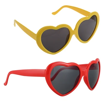 Солнцезащитные очки в стиле Лолиты в форме сердца в стиле ретро, маскарадная вечеринка, ярко-красный и летний цвет, солнцезащитные очки в форме сердца в форме любви, желтый