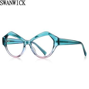 Оправа для очков Swanwick cat eye, женские винтажные очки TR90, антисиневой свет, женская мода, черные, синие прозрачные линзы, лидер продаж