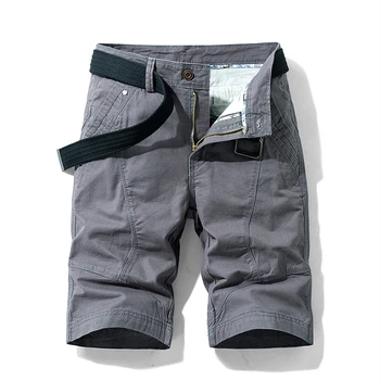 Повседневные однотонные шорты для мужчин, летние прямые брюки-карго с несколькими карманами, модные короткие брюки классического стиля для мужчин
