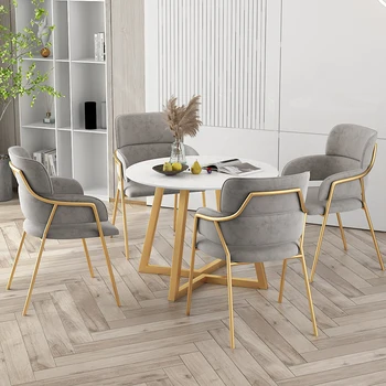 Бархатные Подлокотники Стульев для столовой Nordic Elegant Metal Портативное Роскошное Индивидуальное Кресло для гостиной Sedie Cucina Мебель для дома