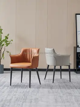 Итальянский минималистичный обеденный стул С простой современной бытовой спинкой, Обеденный стол и стул Nordic Light Luxury Leisure Cafe Hotel