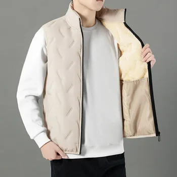 Зимняя жилетная куртка, мужские куртки без рукавов С утепленной меховой подкладкой, сохраняющие тепло, Жилет, мужская одежда 2023 Совершенно Новый