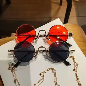 Маленькие круглые солнцезащитные очки в стиле панк, Винтажные Красочные очки с защитой от UV400, круглые оттенки, очки для женщин и мужчин